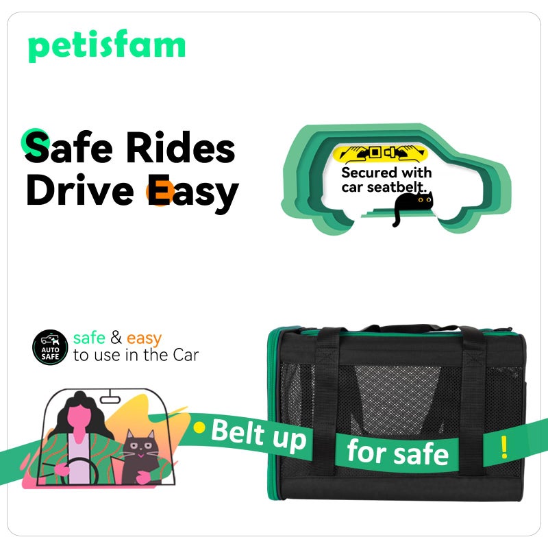 petisfam Quick-in Pet Carrier for Cats. 360Â° Airy Mesh Windows Let Fur-Kids See You & Breath Easy, Reduce Travel Anxiety. Rip-Stop Fabric & Lockable Zips Hug Securely. Washable Pad. Adjustable Shoulder Strap - Image 4